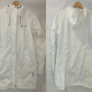 Columbia Rain Jacket Mid length Waterproof Seam Sealed Hooded White Size Large L